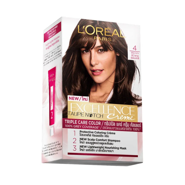 L'Oréal Excellence Taupe Notch Creme hair dye box, 4 brown
