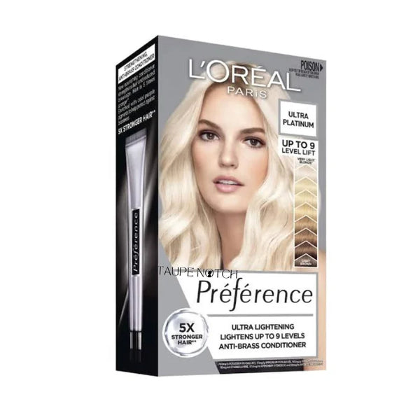 L'Oréal Préférence hair lightening cream box, up to level 9 lift