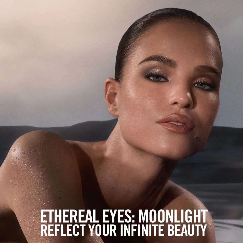 MAKEUP BY MARIO eyeshadow look with shimmery lids and dark eyeliner, close-up