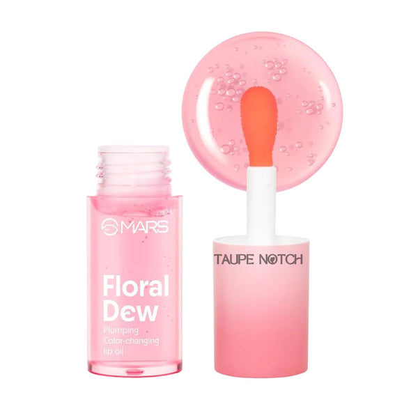 MARS Floral Dew color-changing lip oil with pink applicator and bottle