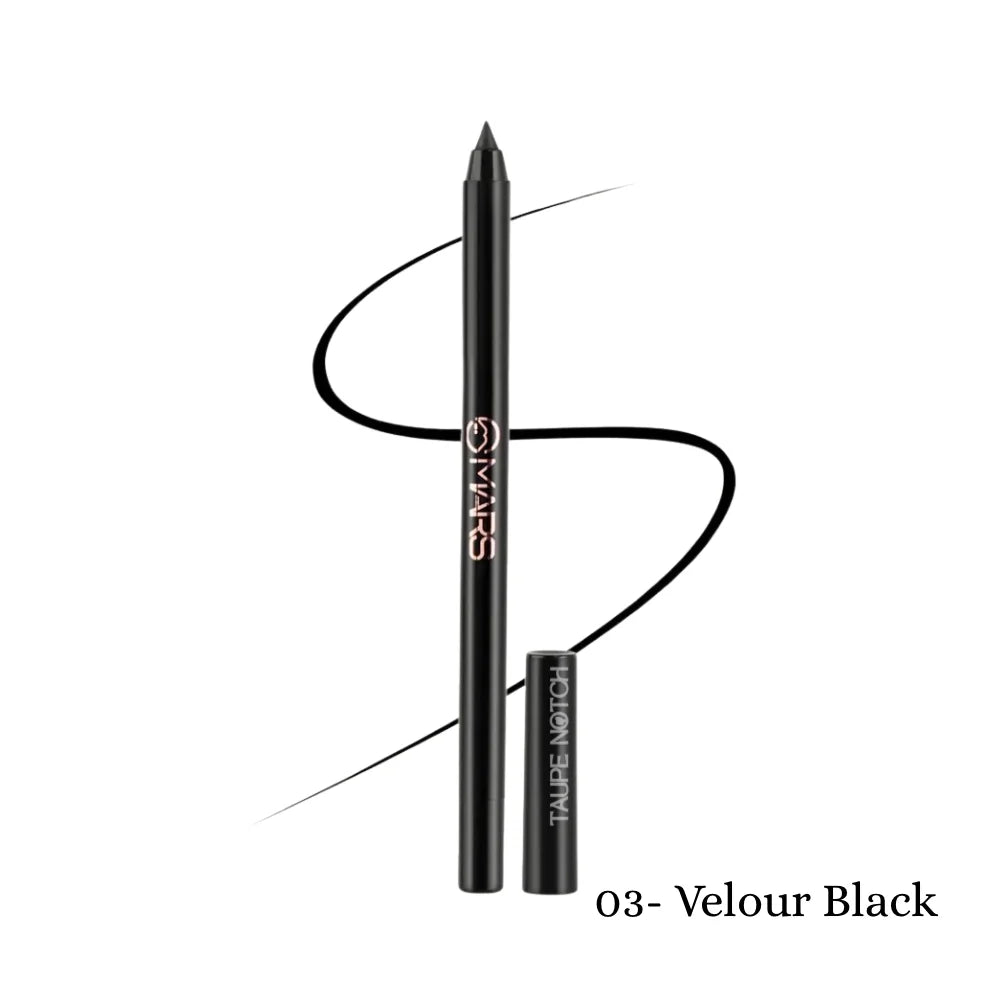MARS Smooth Glide kajal pencil in black, shade 03 Velour Black