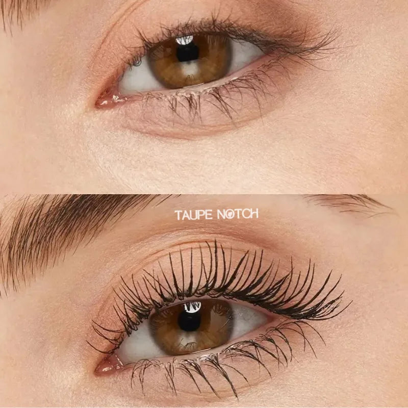 Close-up of eye with long, dark lashes from black mascara