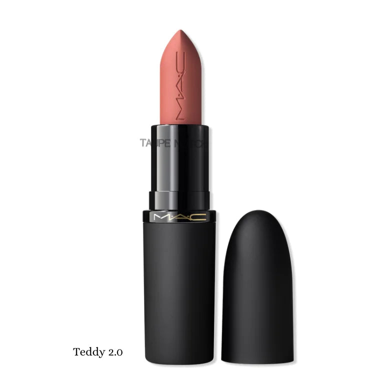 MAC Macximal Silky Matte Lipstick in Teddy 2.0, nude rose bullet with black cap