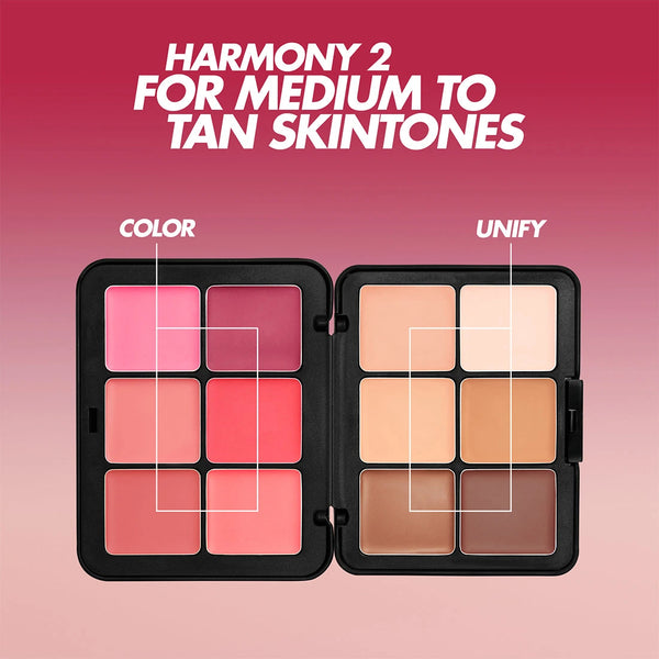 Make Up For Ever face essentials palette with pink and nude tone pans, shown open