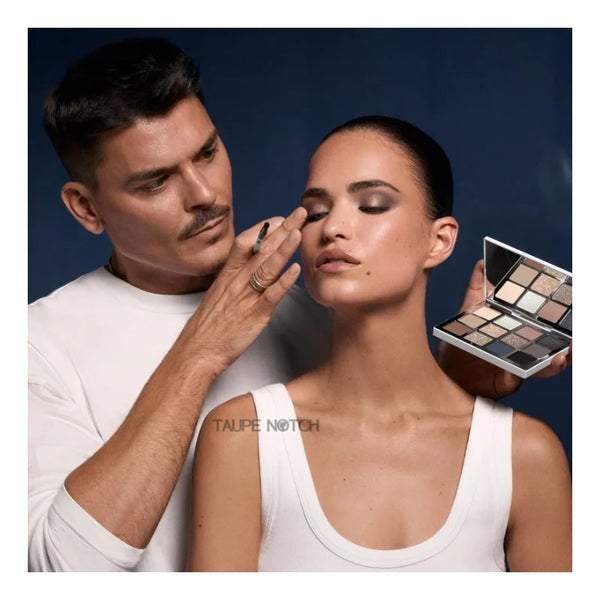 Ethereal Eyes eyeshadow palette Moonlight in use, eyelid makeup with brush and palette