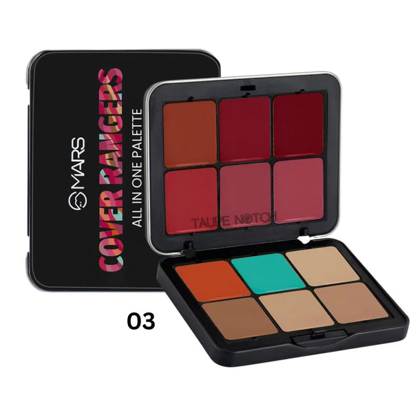 MARS Cover Rangers All In One Palette, MARS all in one palette, MARS concealer palette, MARS contour palette, MARS color corrector palette, multi-use makeup palette, cream concealer palette, MARS makeup BD, affordable makeup palette, full coverage concealer, contour highlight palette, MARS cosmetics Bangladesh, beginner-friendly makeup palette, professional concealer palette, blendable cream palette, dark circle corrector, blemish concealer BD, best budget makeup palette BD, Indian makeup brand BD