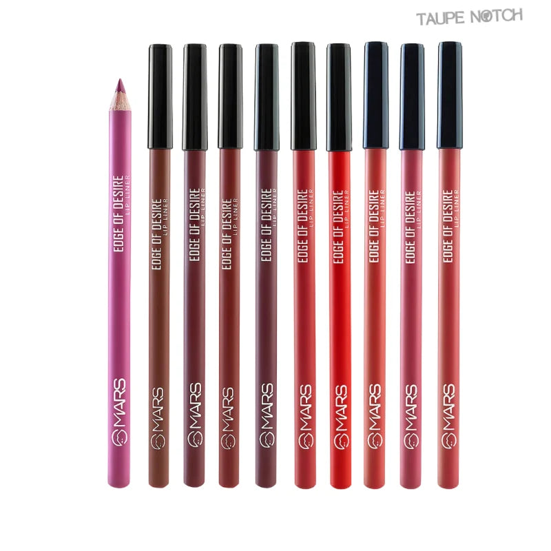 Lip liner pencil set of 10, with purple to red slim pencils