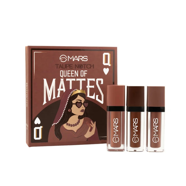Mars matte liquid lipsticks set in brown shades with three tubes and display box