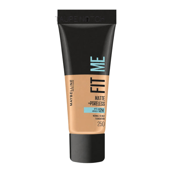 Maybelline Fit Me matte poreless foundation tube, shade 250, medium beige color