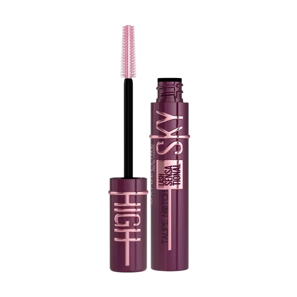 Burgundy mascara tube with wand, Maybelline Lash Sensational Sky High