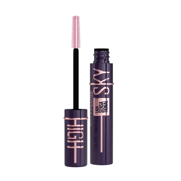 Mascara set with plum-toned tube and curved wand applicator