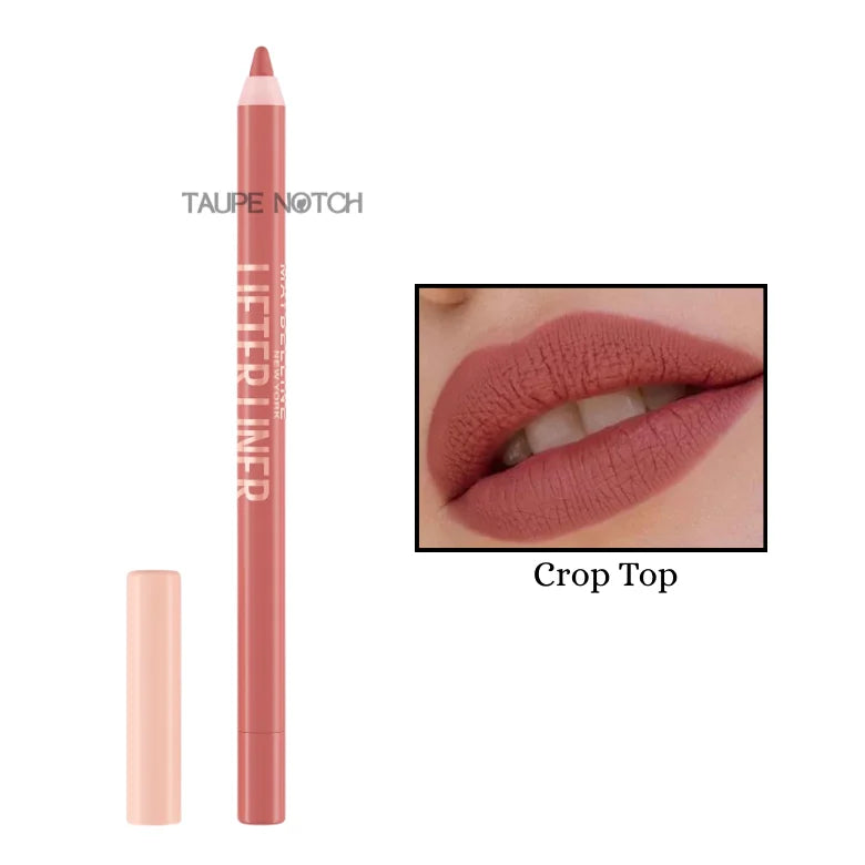 Lip liner pencil in Crop Top rose-brown with matching lip swatch