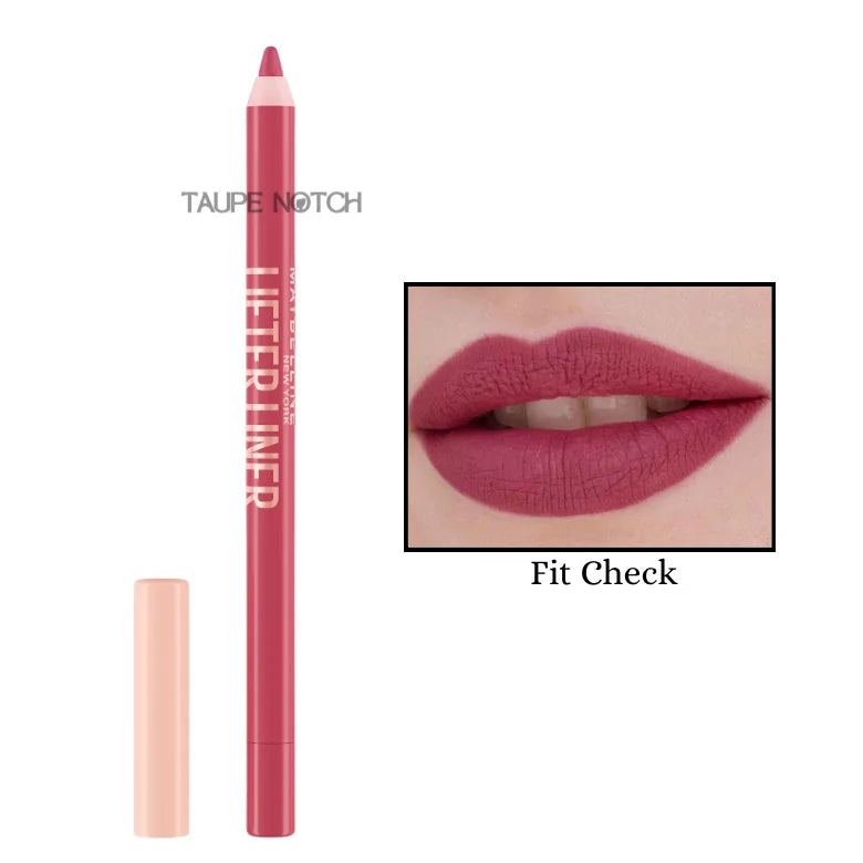 Lip liner pencil in Fit Check deep rose with matching lip swatch