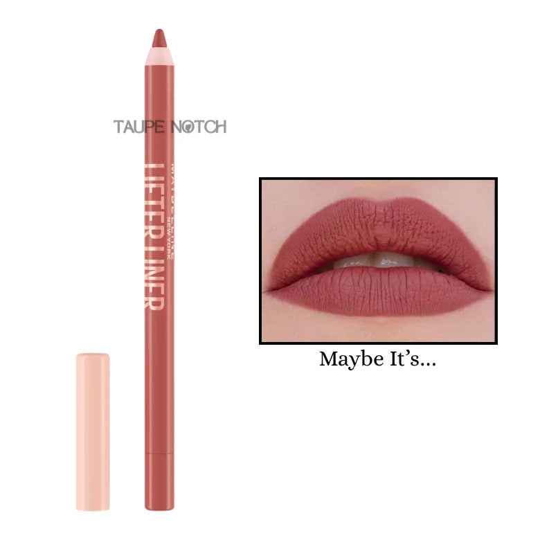 Lip liner pencil in Maybe It’s… mauve-brown with matching lip swatch