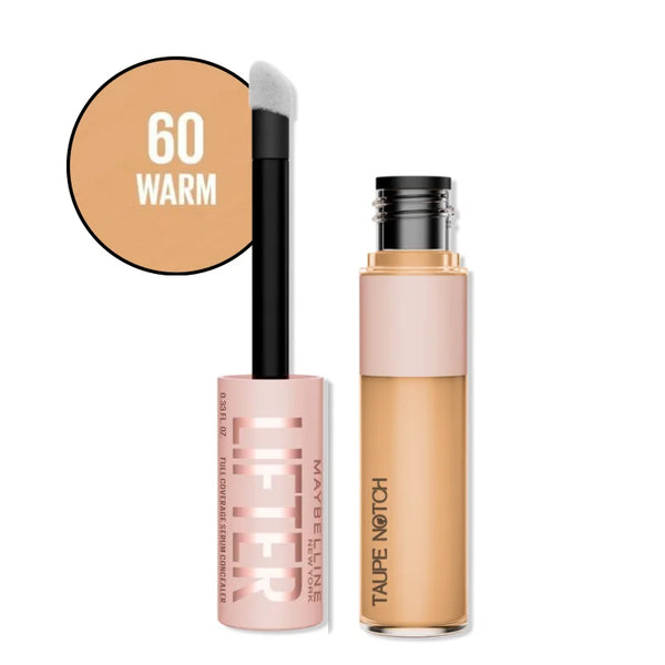 Concealer serum applicator and bottle, shade 60 Warm, warm peach tan.