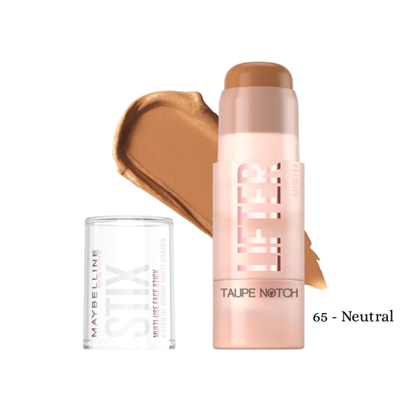 Maybelline Lifter Stix multi-use face stick, 65 Neutral shade, golden tan swatch.