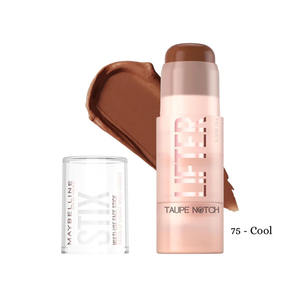 Maybelline Lifter Stix multi-use face stick, 75 Cool shade, deep brown swatch.