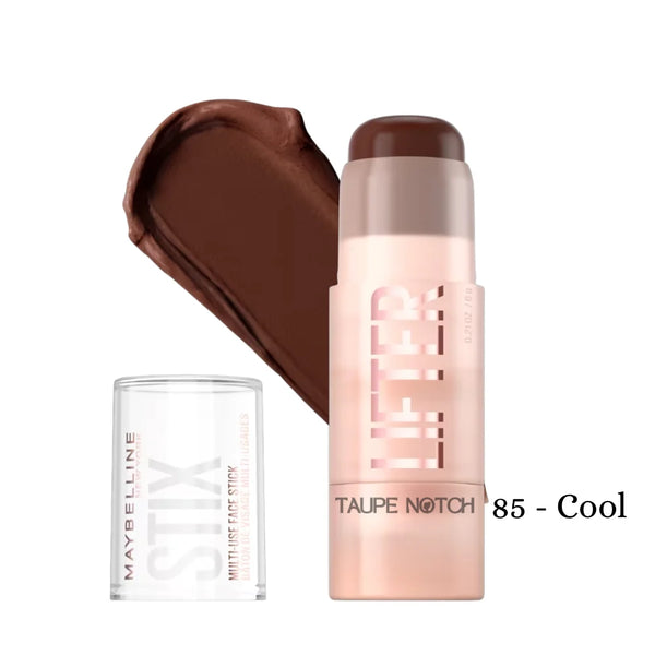 Maybelline Lifter Stix multi-use face stick, 85 Cool shade, dark brown swatch.
