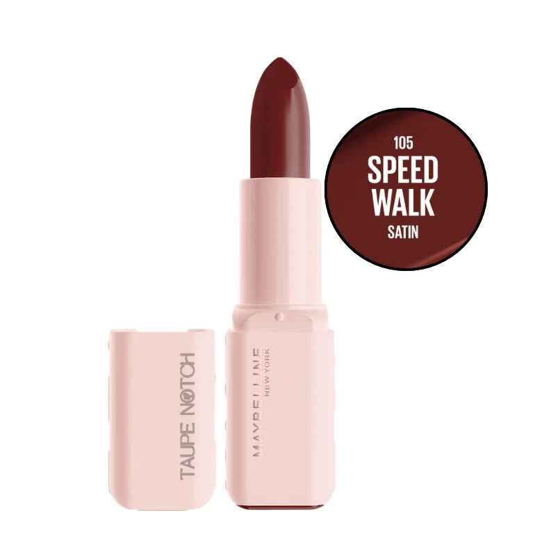 Moisturizing serum lipstick, satin rosy rose shade, with cap open.