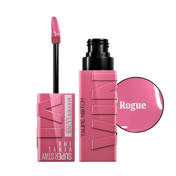 Liquid lipstick in Rogue bright fuchsia, with doe-foot applicator and capped tube