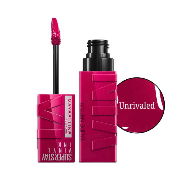 Liquid lip color in Unrivaled magenta, black applicator wand and glossy tip