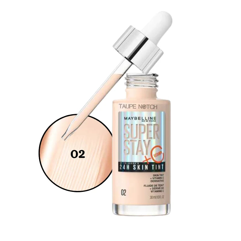 Maybelline Super Stay 24H Skin Tint + Vitamin C Price in bangladesh , Maybelline superstay skin tint 02, Maybelline skin tint , Maybelline foundation, skin tint for glowing skin, lightweight skin tint, 100% orginal products in bangladesh,authentic Makeup store in bangladesh, sephora in Bangladesh, taupe notch, 