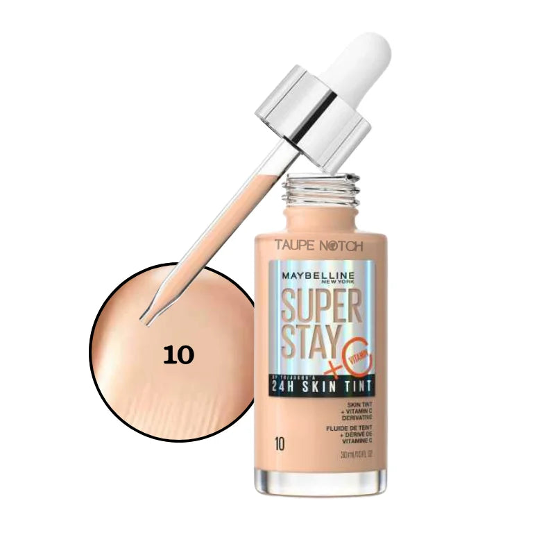 Maybelline Super Stay 24H Skin Tint + Vitamin C Price in bangladesh , Maybelline superstay skin tint 10, Maybelline skin tint , Maybelline foundation, skin tint for glowing skin, lightweight skin tint, 100% orginal products in bangladesh,authentic Makeup store in bangladesh, sephora in Bangladesh, taupe notch, 
