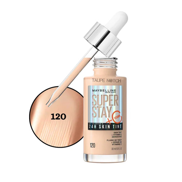 Maybelline Super Stay 24H Skin Tint + Vitamin C Price in bangladesh , Maybelline superstay skin tint 120, Maybelline skin tint , Maybelline foundation, skin tint for glowing skin, lightweight skin tint, 100% orginal products in bangladesh,authentic Makeup store in bangladesh, sephora in Bangladesh, taupe notch, 