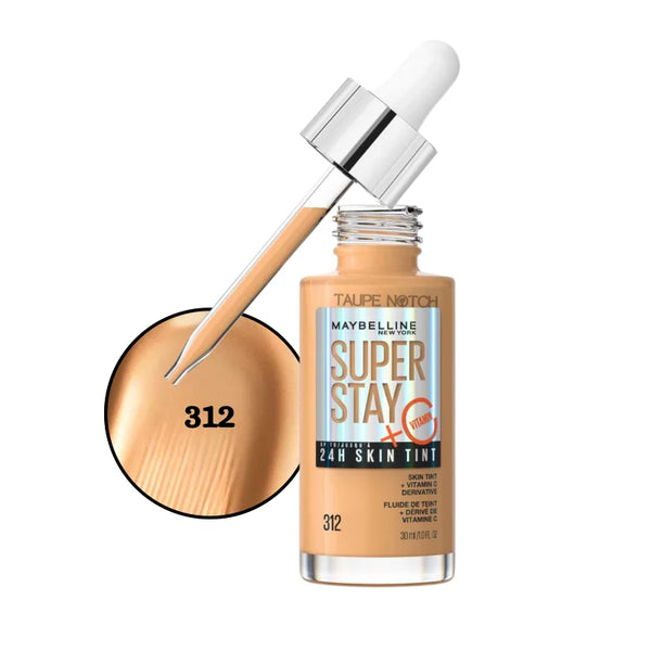 Maybelline Super Stay 24H Skin Tint + Vitamin C Price in bangladesh , Maybelline superstay skin tint 312, Maybelline skin tint , Maybelline foundation, skin tint for glowing skin, lightweight skin tint, 100% orginal products in bangladesh,authentic Makeup store in bangladesh, sephora in Bangladesh, taupe notch, 