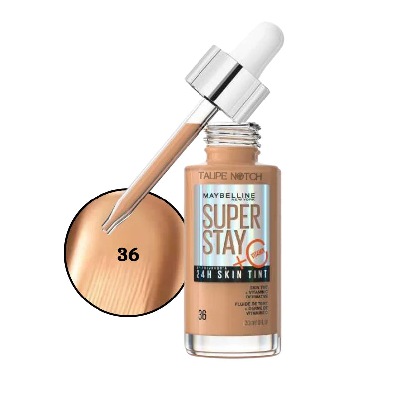 Maybelline Super Stay 24H Skin Tint + Vitamin C Price in bangladesh , Maybelline superstay skin tint 36, Maybelline skin tint , Maybelline foundation, skin tint for glowing skin, lightweight skin tint, 100% orginal products in bangladesh,authentic Makeup store in bangladesh, sephora in Bangladesh, taupe notch, 