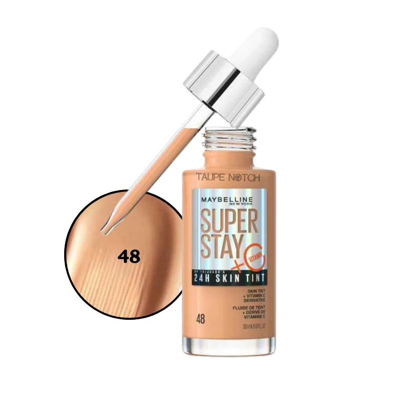 Maybelline Super Stay 24H Skin Tint + Vitamin C Price in bangladesh , Maybelline superstay skin tint 48, Maybelline skin tint , Maybelline foundation, skin tint for glowing skin, lightweight skin tint, 100% orginal products in bangladesh,authentic Makeup store in bangladesh, sephora in Bangladesh, taupe notch, 