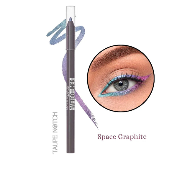 Longwear waterproof gel eyeliner pencil, graphite gray with violet-toned swatch