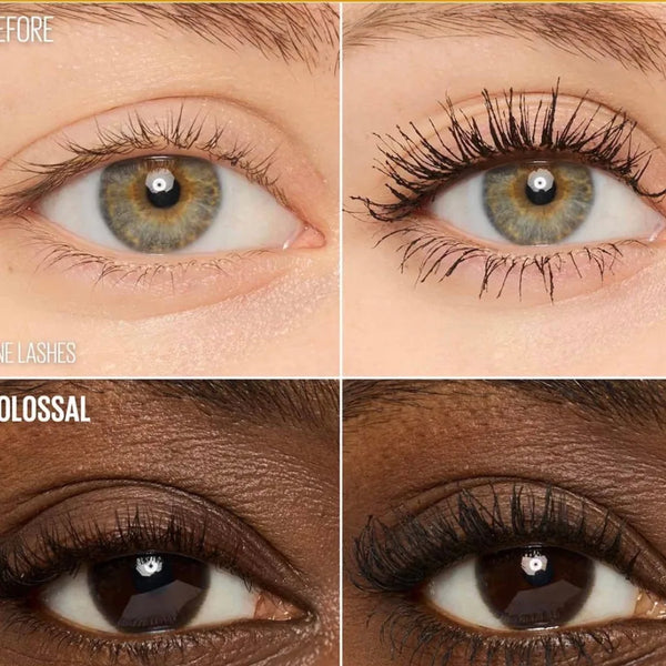 Smoky black mascara effect on eyes: long dark lashes, fuller lash line