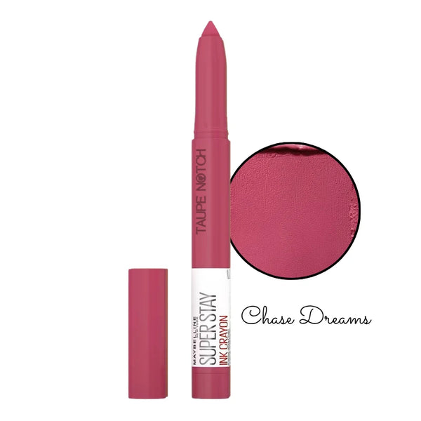 Rose pink lip crayon lipstick, open tip and cap, shade 