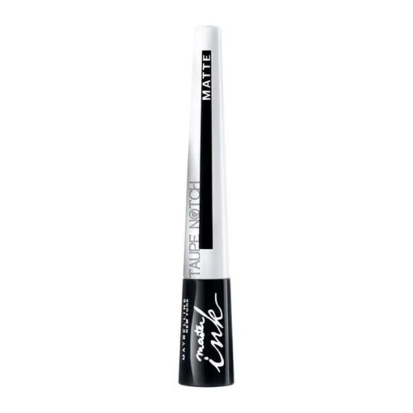 Matte liquid eyeliner pen with black ink, white body and black cap
