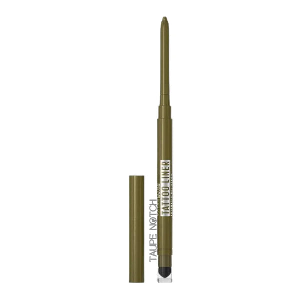 Automatic gel eyeliner pencil in olive green with twist-up tip and base