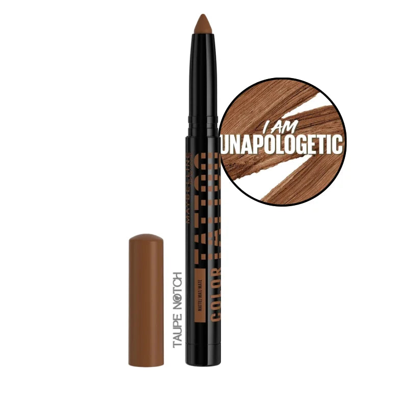 Eyeshadow stick in medium brown shimmer with a creamy stick base