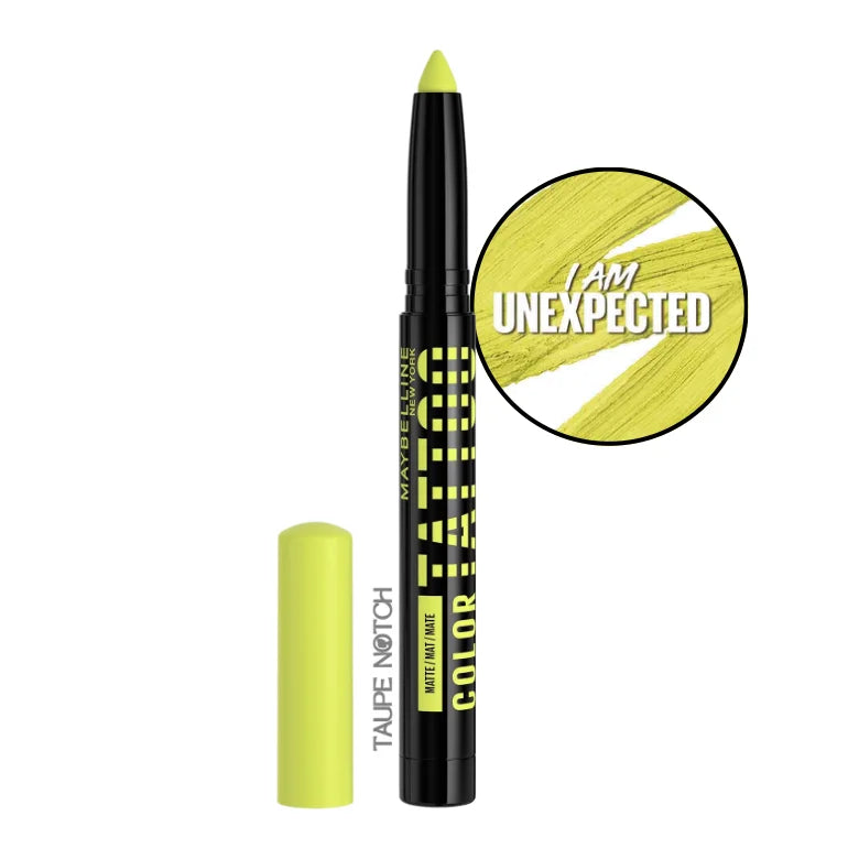 Eyeshadow stick in bright lime green shimmer with a creamy stick base
