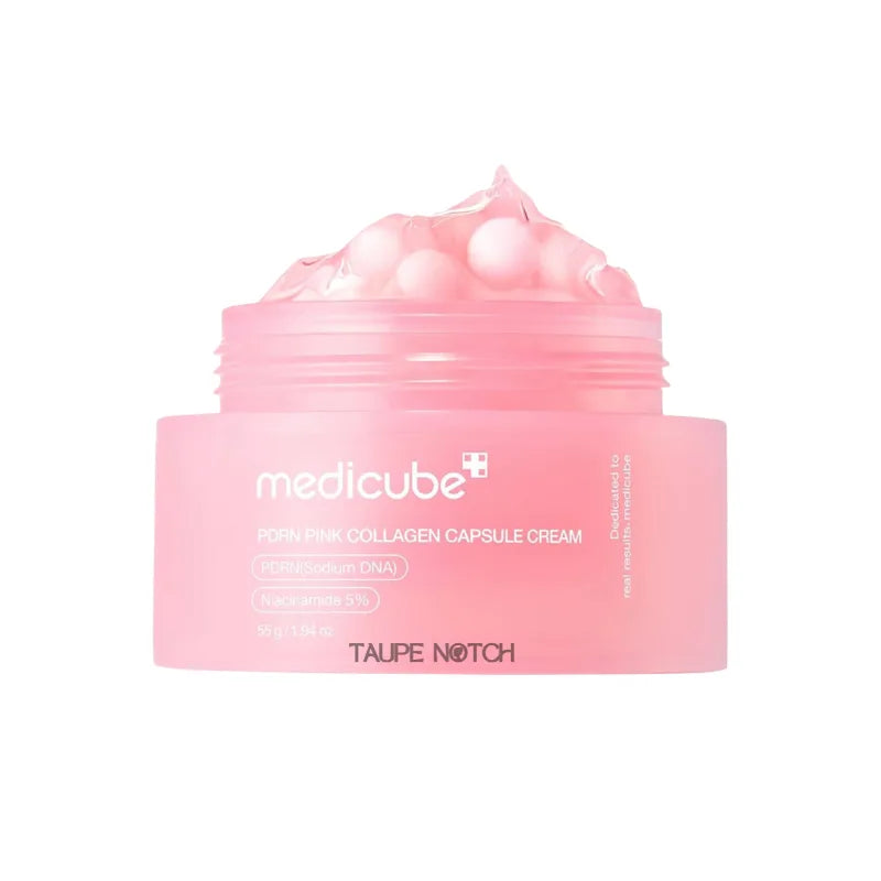 Medicube PDRN pink collagen capsule cream jar, flip-top lid, 55 g