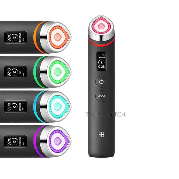 Age-R booster device with black body, ring LEDs, and control buttons