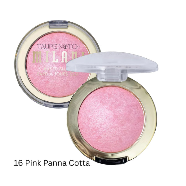 Milani Baked Blush compact, shade 16 Pink Panna Cotta, light pink pressed powder