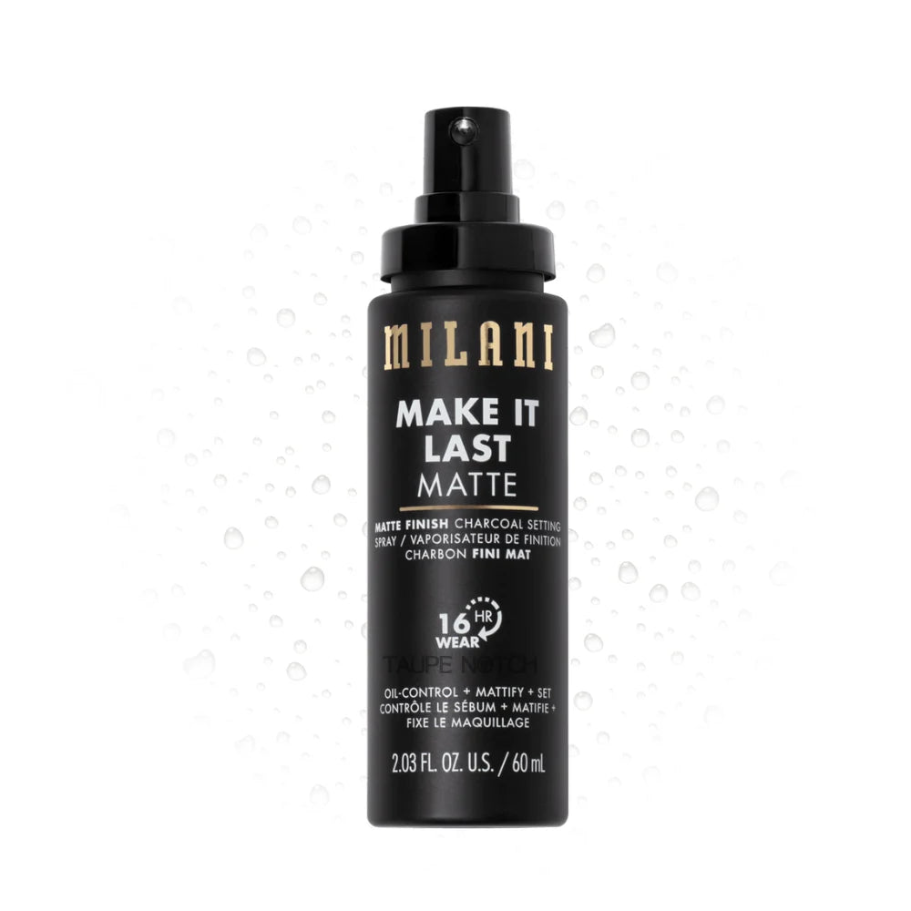MILANI matte charcoal setting spray bottle with pump sprayer