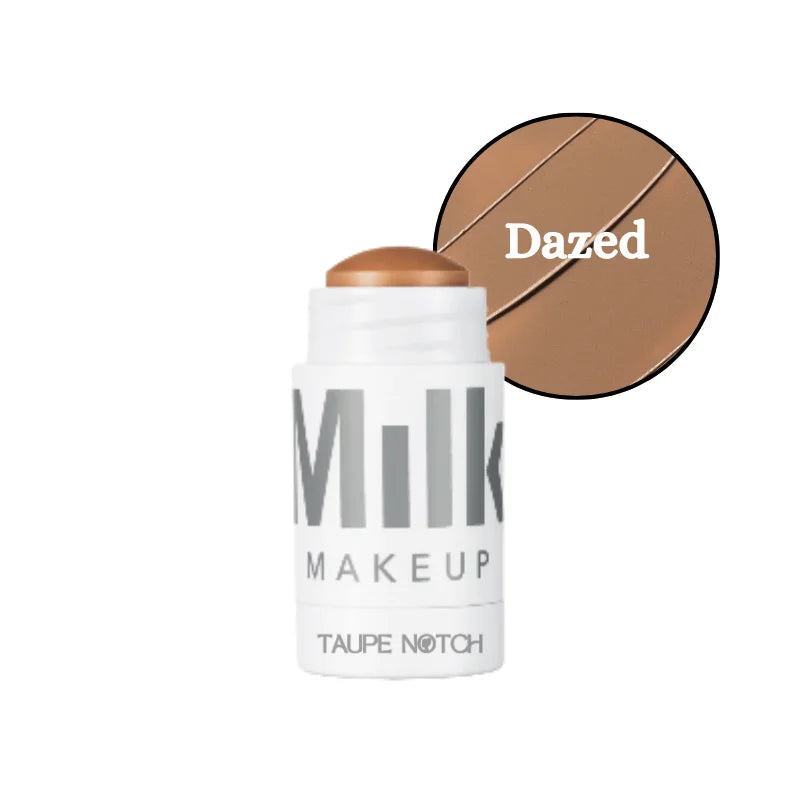 Matte bronzer stick, shade Dazed, in white tube with tan cap