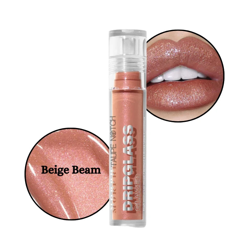 Morphe Dripglass high-shine lip gloss, Beige Beam taupe-beige shimmer
