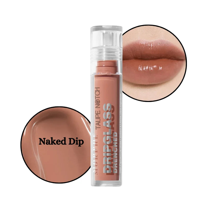 Morphe Dripglass high-shine lip gloss, Naked Dip nude brown gloss