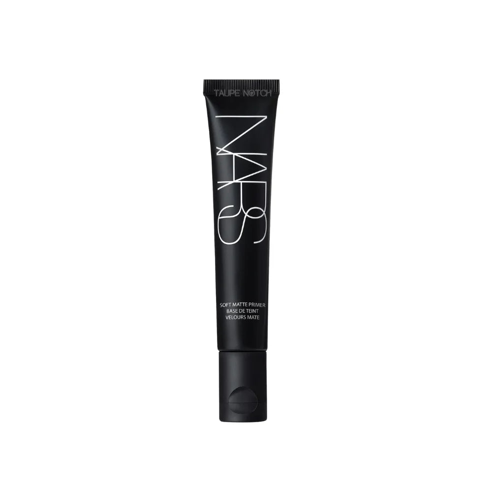 NARS Soft Matte Primer tube, black with white logo, squeeze cap; 30 ml