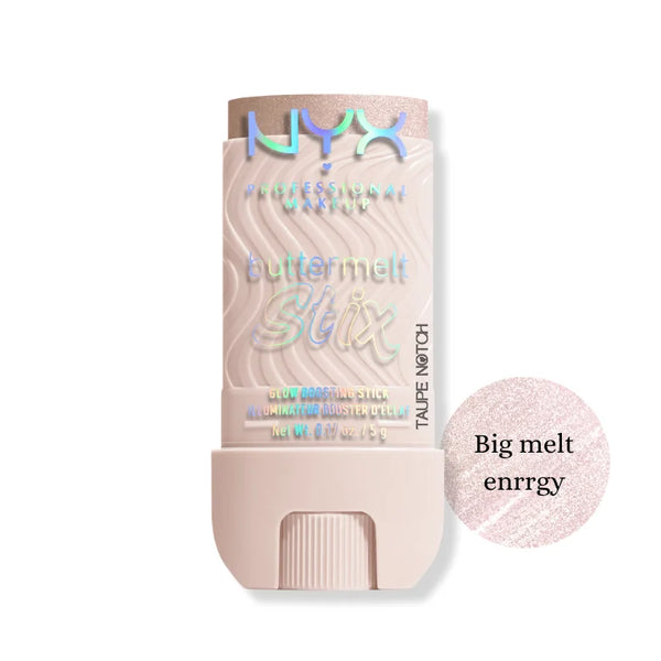NYX Buttermelt Glaze Highlighter stick in Big melt energy, light pink shimmer