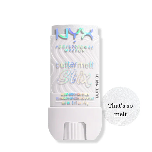 NYX Buttermelt Glaze Highlighter stick in That’s so melt, cool white shimmer