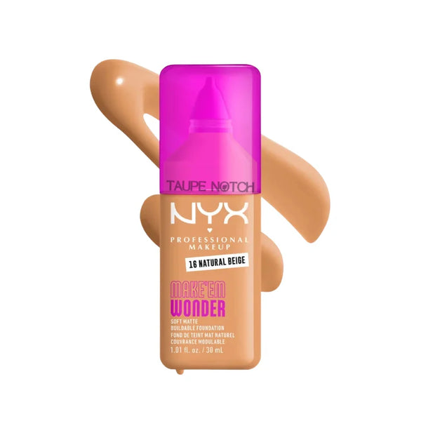 NYX Make 'Em Wonder soft matte foundation bottle, Natural Beige shade