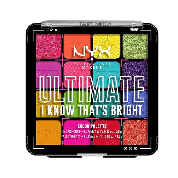 NYX Ultimate Bright eyeshadow palette with colorful multi-pan compact